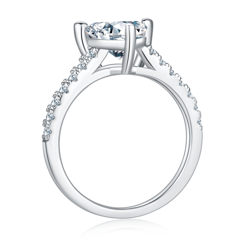 微镶三角形S925银镀白金MoissaniteWomen's Ring2.0ctD级